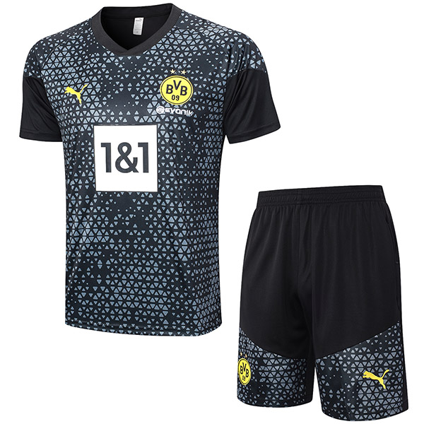 Borussia Dortmund maglia da allenamento uniforme sportiva da uomo maglia da calcio sportiva da calcio kit nero top t-shirt 2023-2024